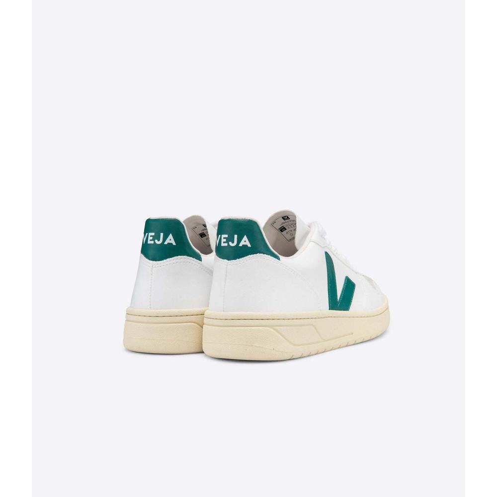 Veja V-10 CWL Women's Sneakers White/Green | CA 653PJJ